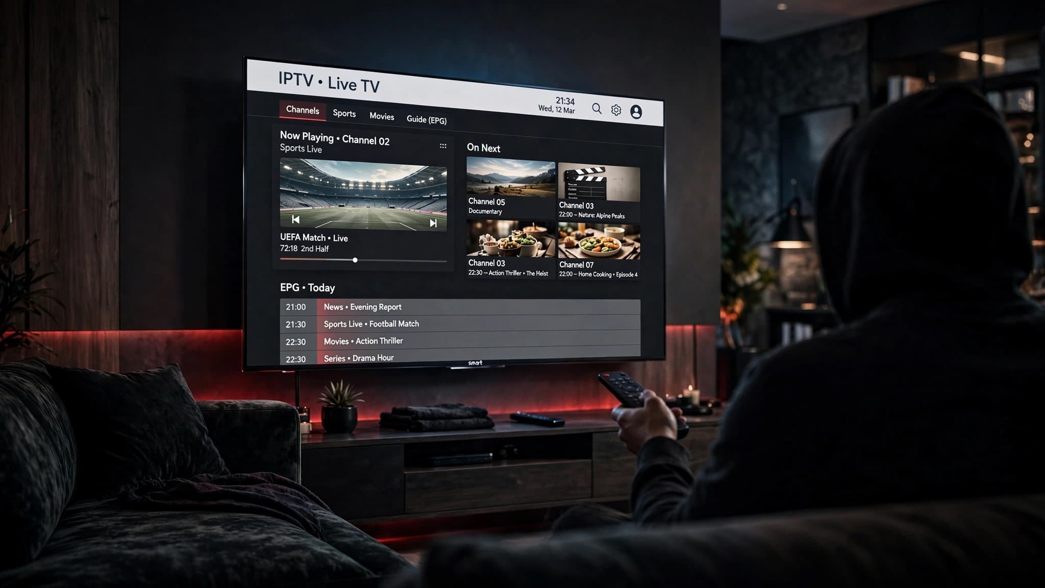 Elektronischer Programmführer (EPG) mit Live-TV, Sport und Tagesprogramm im Überblick